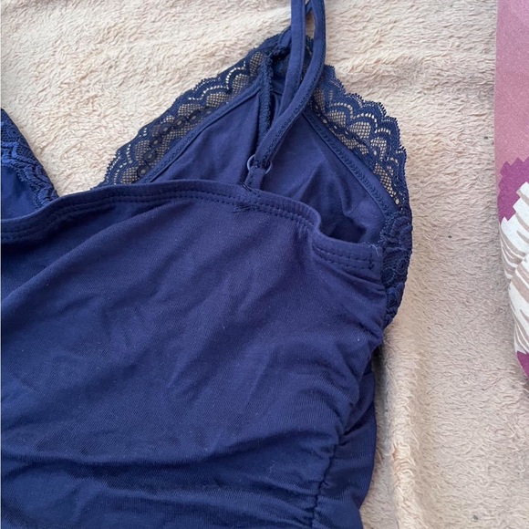 lace ruched cami tank top navy blue - Picture 2 of 6
